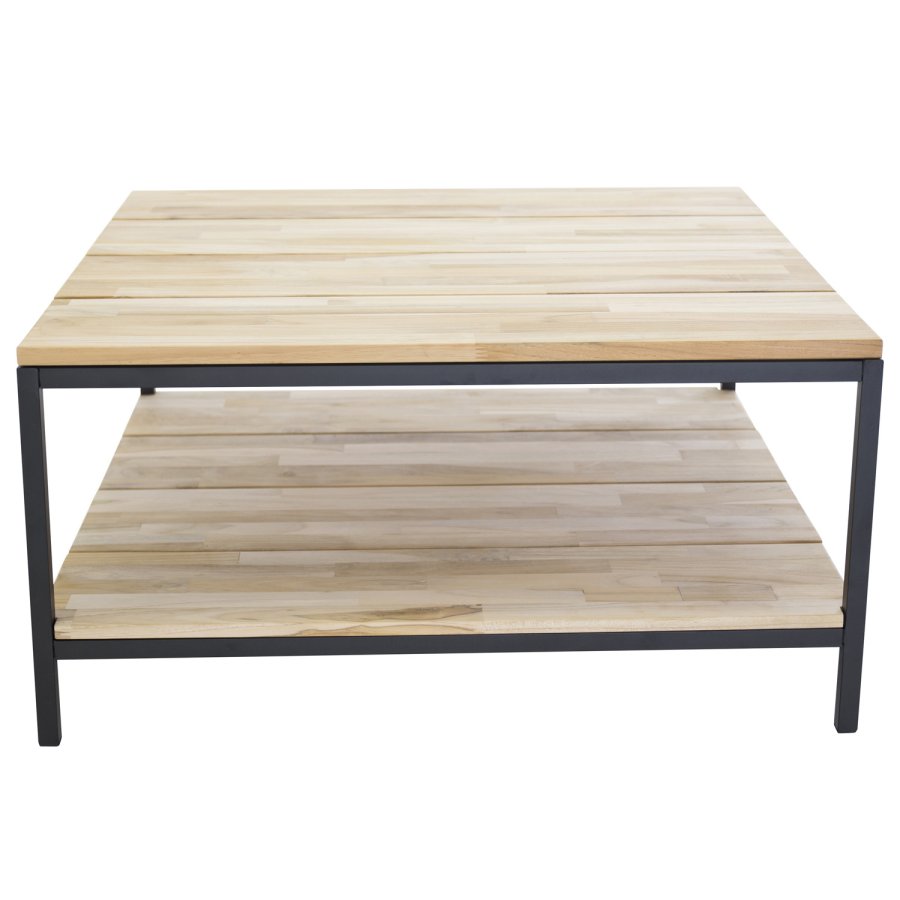 VENTURE DESIGN Cirebon salongbord, m. 1 hylle - naturlig teak og metall (80x80)