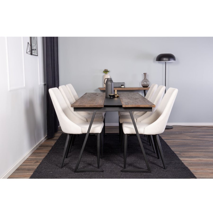 VENTURE DESIGN Jakarta spisebord - brun teaktr og sort metal (200x90)