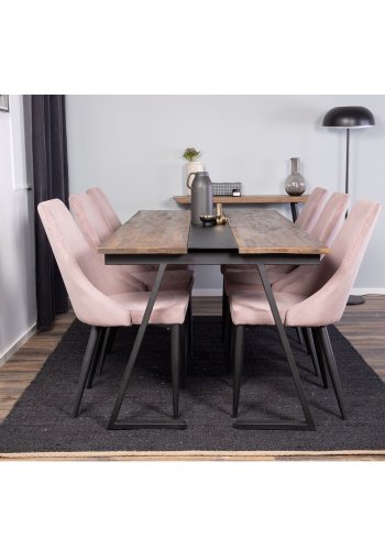 VENTURE DESIGN Jakarta spisebord - brun teaktr og sort metal (200x90)