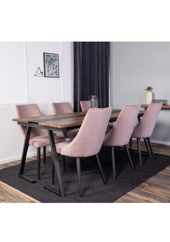 VENTURE DESIGN Jakarta spisebord - brun teaktr og sort metal (200x90)