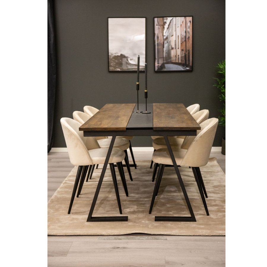 VENTURE DESIGN Jakarta spisebord - brun teaktr og sort metal (200x90)
