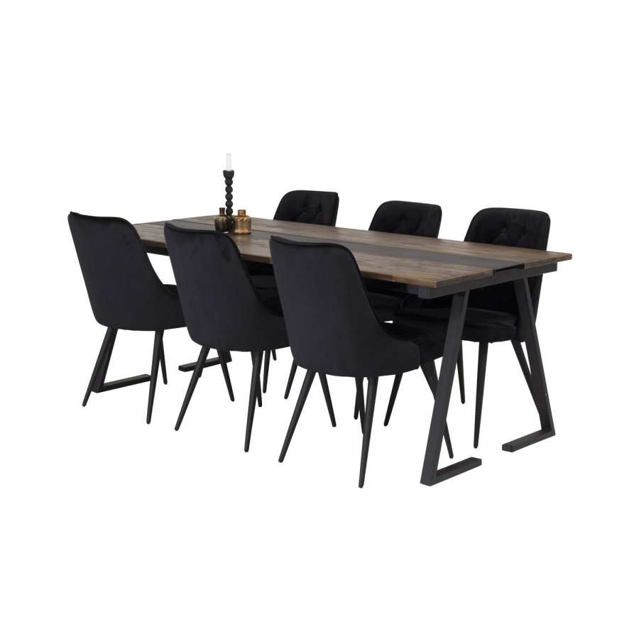 VENTURE DESIGN Jakarta spisebord - brun teaktr og sort metal (200x90)