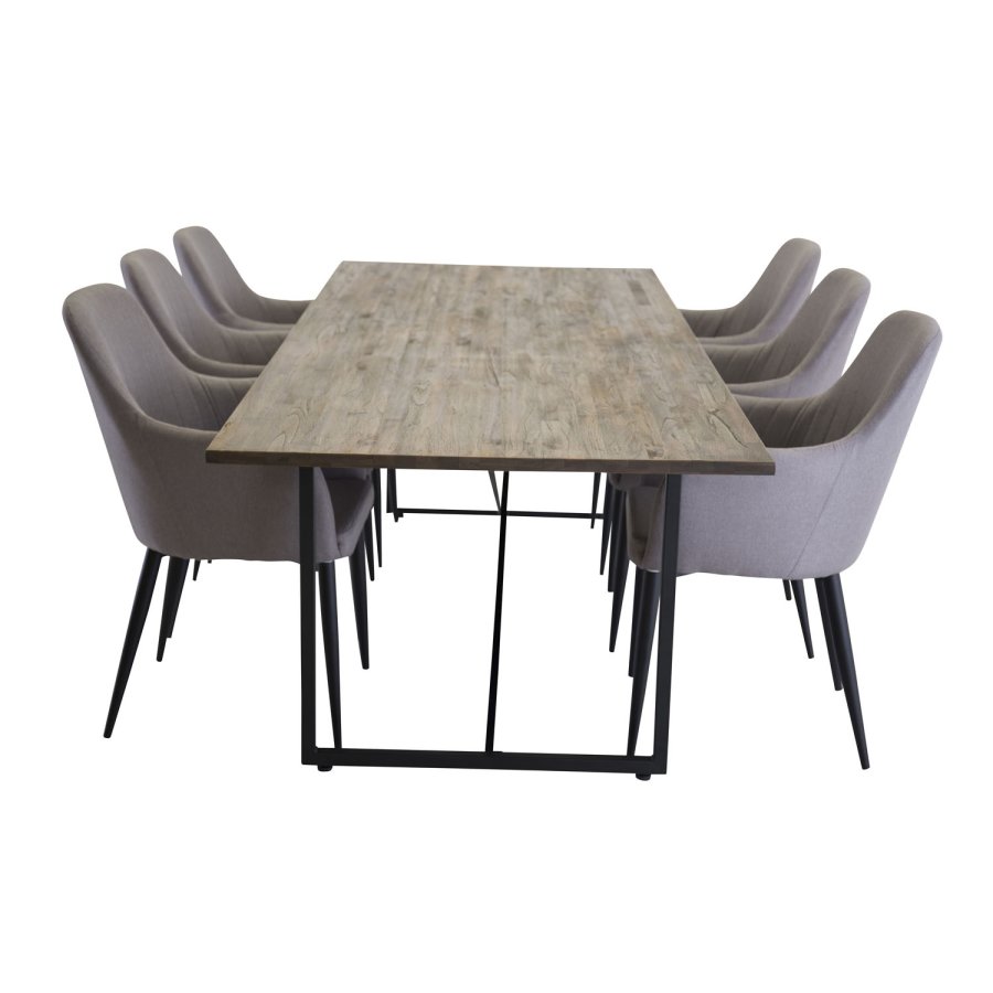 VENTURE DESIGN Padang spisebord - brun teak og metall (250x100)