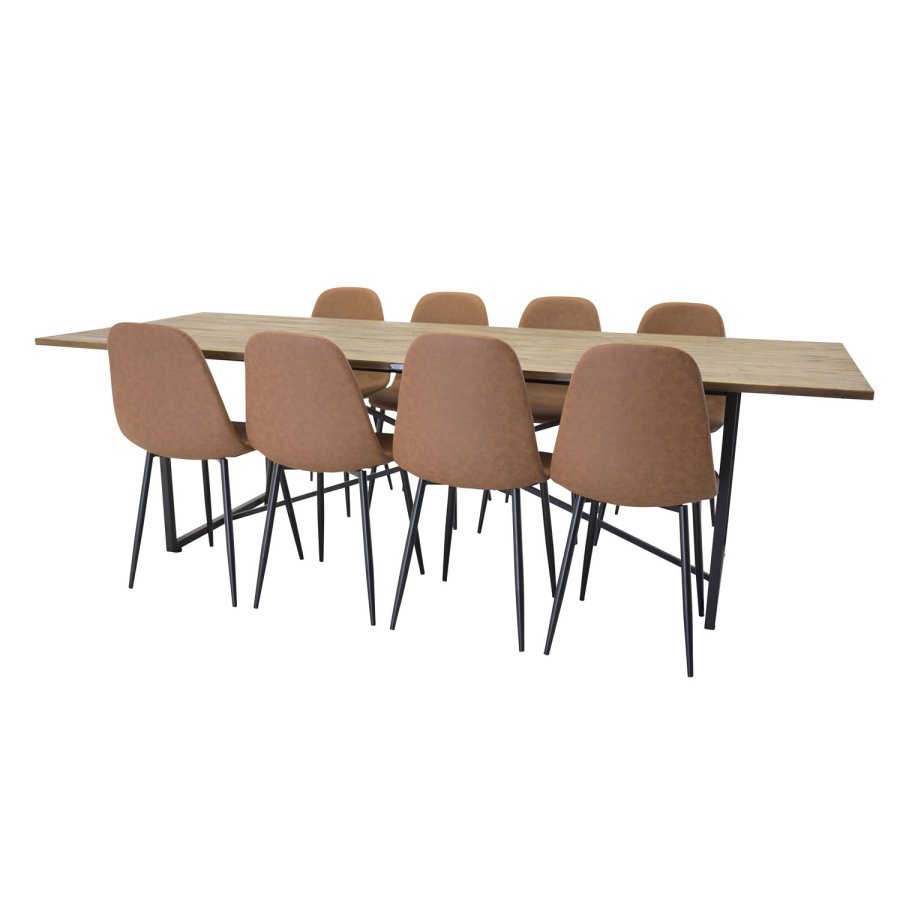 VENTURE DESIGN Padang spisebord - brun teak og metall (250x100)