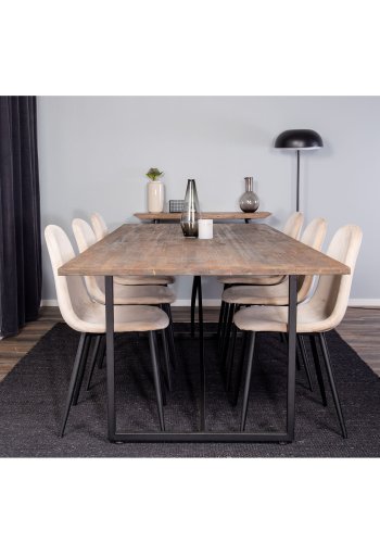 VENTURE DESIGN Padang spisebord - brun teak og metall (250x100)