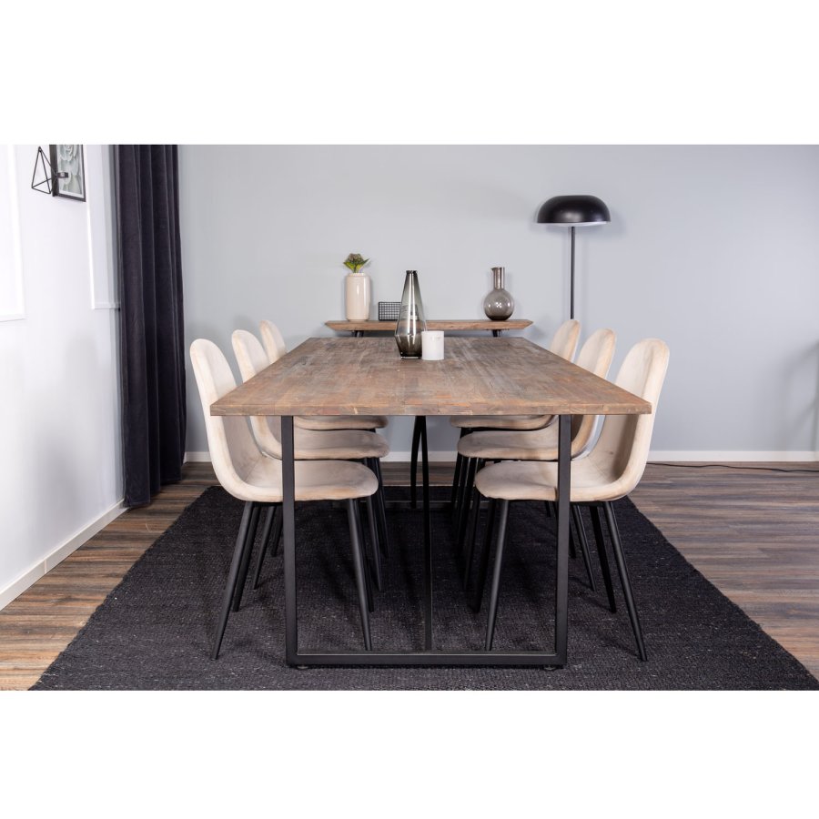 VENTURE DESIGN Padang spisebord - brun teak og metall (250x100)