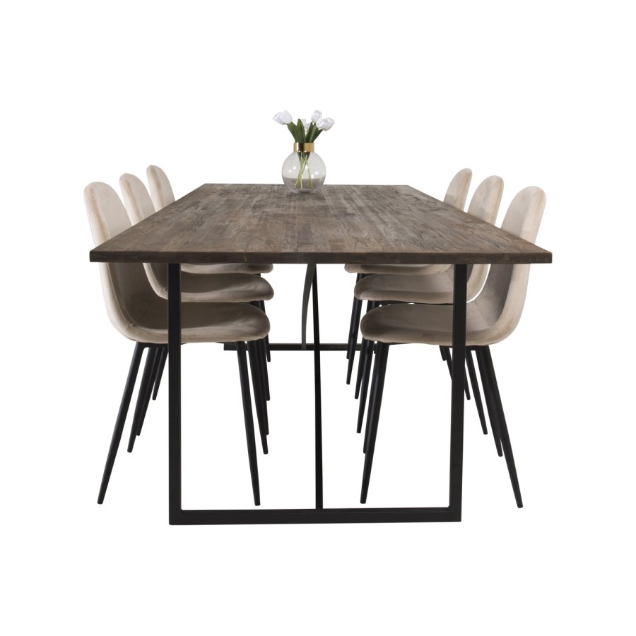 VENTURE DESIGN Padang spisebord - brun teak og metall (250x100)