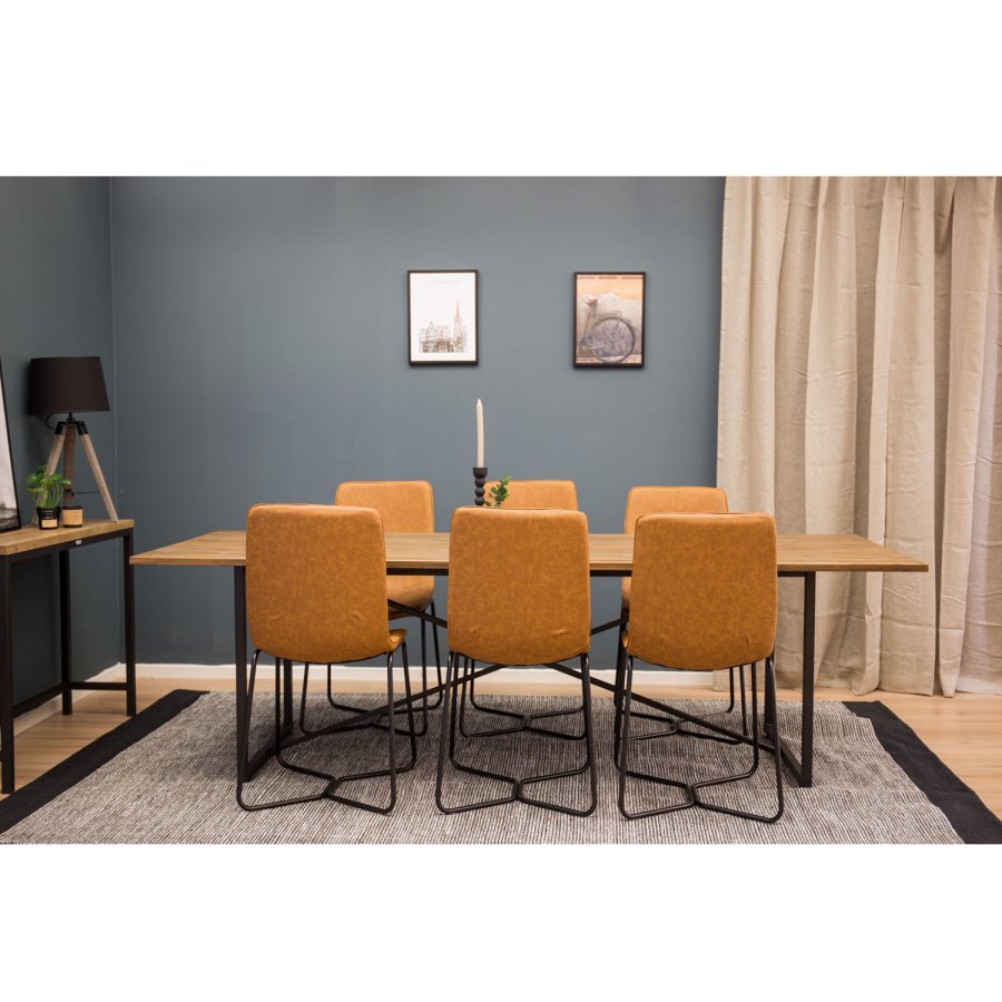 VENTURE DESIGN Padang spisebord - brun teak og metall (250x100)