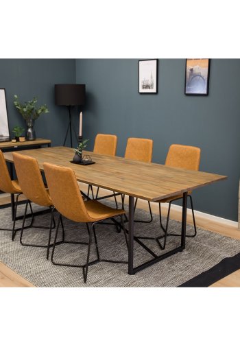 VENTURE DESIGN Padang spisebord - brun teak og metall (250x100)