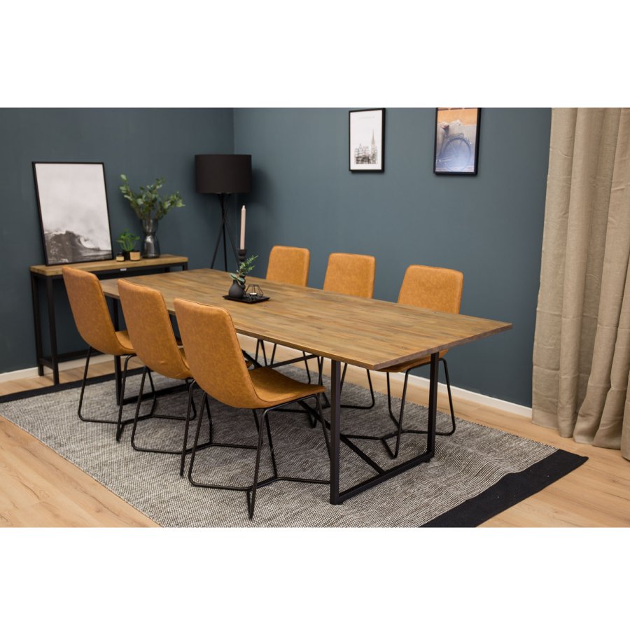 VENTURE DESIGN Padang spisebord - brun teak og metall (250x100)