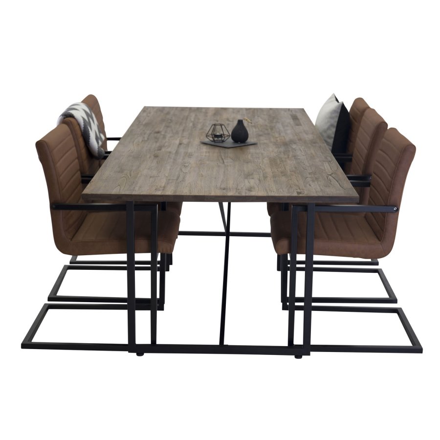 VENTURE DESIGN Padang spisebord - brun teak og metall (250x100)