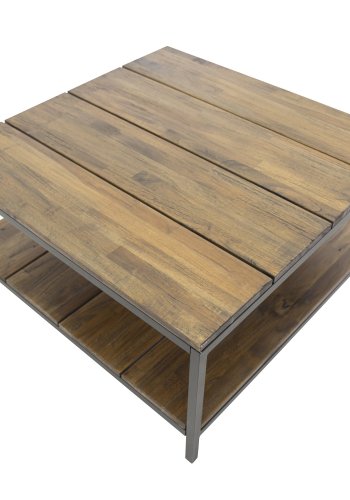 VENTURE DESIGN Padang salongbord, m. 1 hylle - brunt tre og metall (80x80)