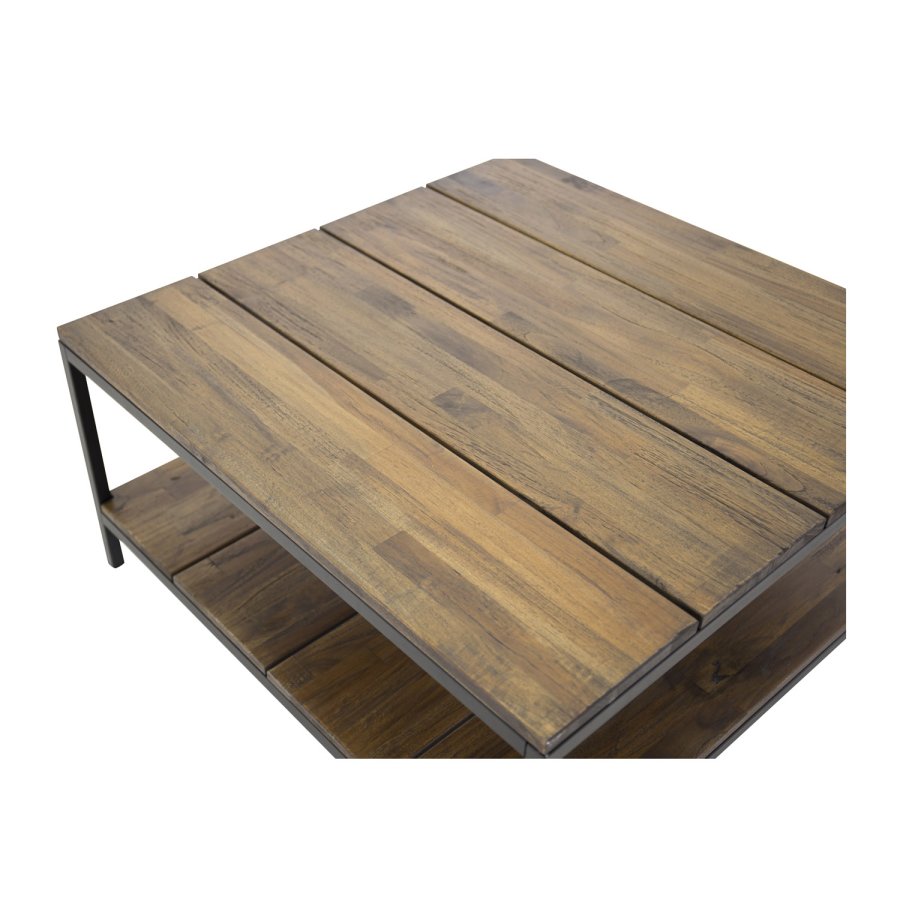 VENTURE DESIGN Padang salongbord, m. 1 hylle - brunt tre og metall (80x80)