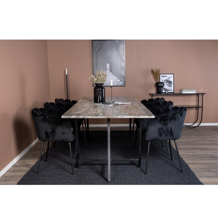 VENTURE DESIGN Jepara spisebord - gr tr og metal (250x100)