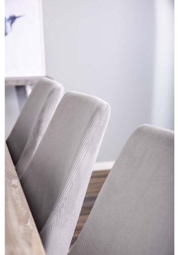 VENTURE DESIGN Leone spisebordstol, med armlener - lys gr flyel og sort metall