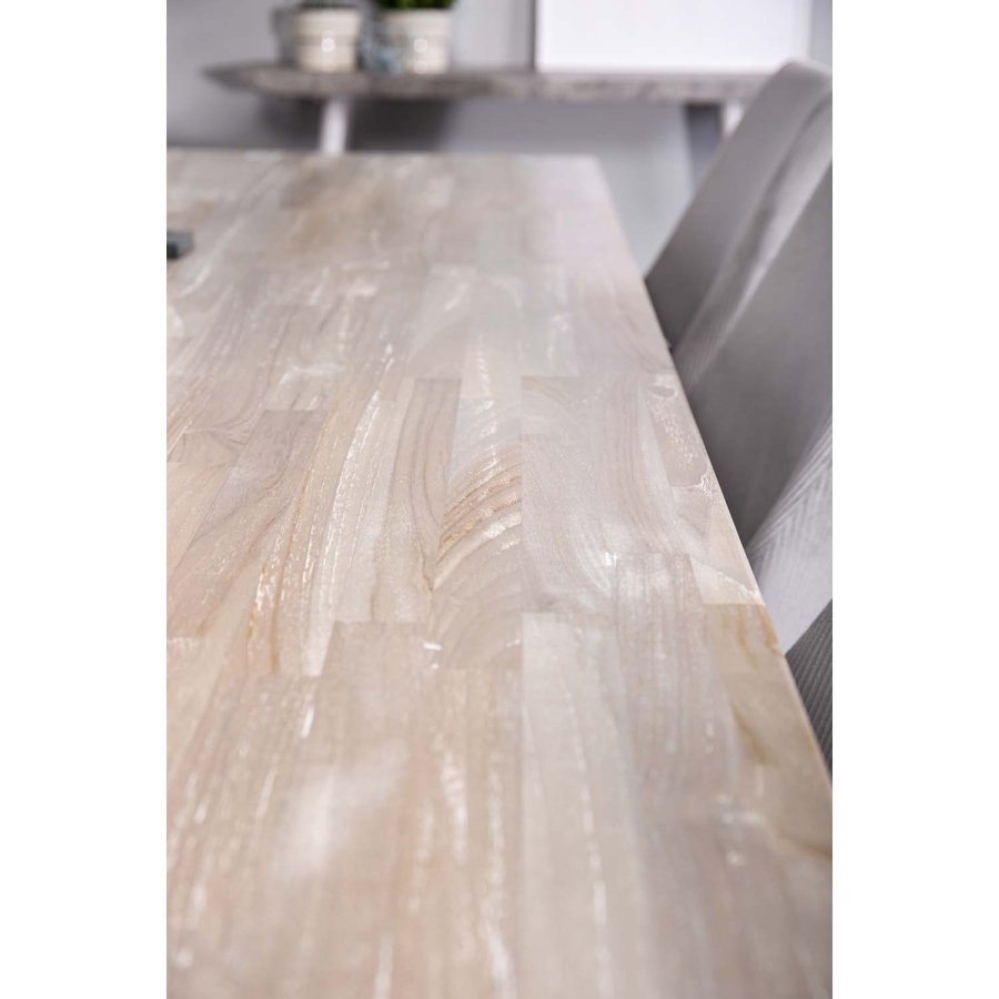 VENTURE DESIGN Leone spisebordstol, med armlener - lys gr flyel og sort metall