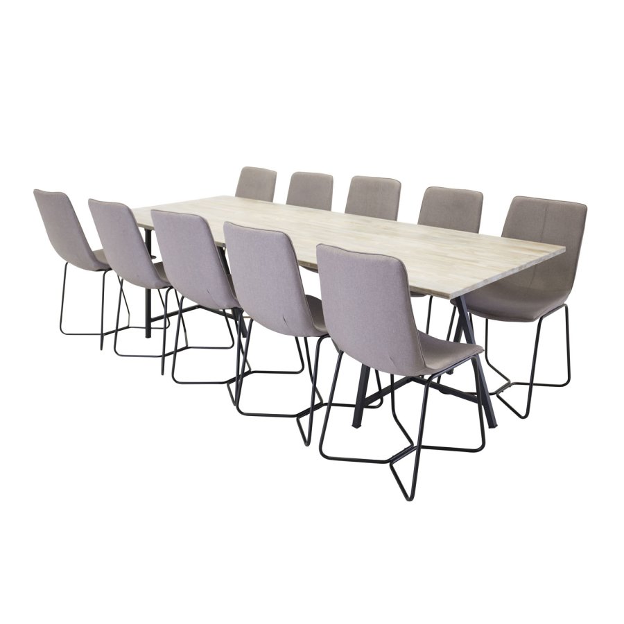 VENTURE DESIGN Jepara spisebord - gr tr og metal (250x100)