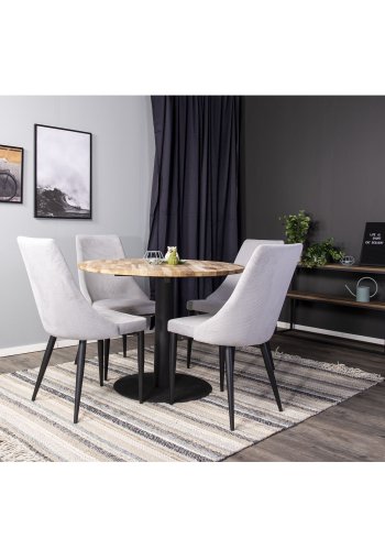 VENTURE DESIGN Cirebon Esstisch – natürliches Teakholz und schwarzes Metall (100)