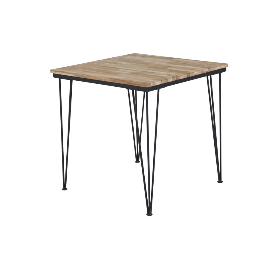 VENTURE DESIGN Bali spisebord - naturlig teak og svart metall (80x80)