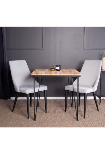 VENTURE DESIGN Bali spisebord - naturlig teak og svart metall (80x80)