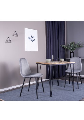 VENTURE DESIGN Bali spisebord - naturlig teak og svart metall (80x80)