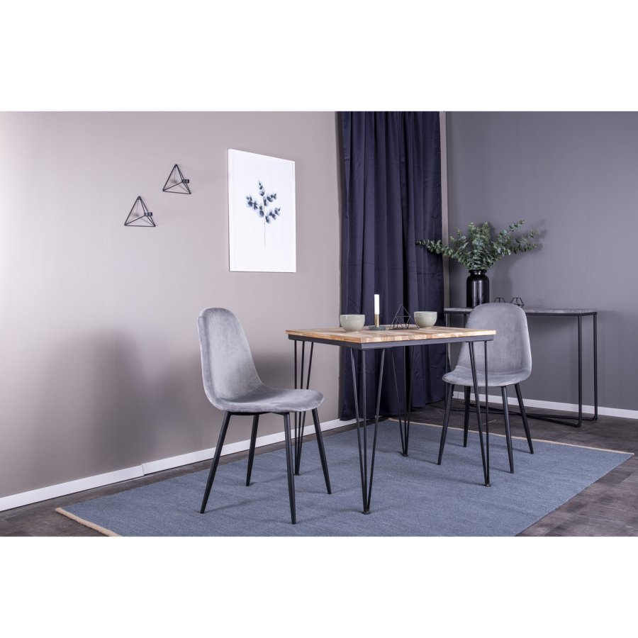 VENTURE DESIGN Bali spisebord - naturlig teak og svart metall (80x80)