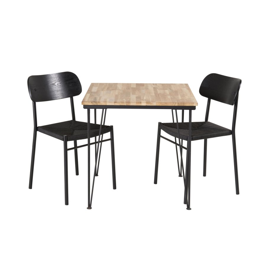 VENTURE DESIGN Bali spisebord - naturlig teak og svart metall (80x80)