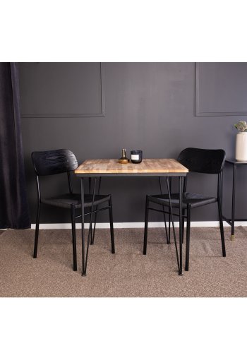 VENTURE DESIGN Bali spisebord - naturlig teak og svart metall (80x80)