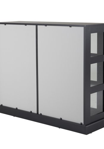 VENTURE DESIGN Ls Lav skjenk, m. 2 skyvedrer - glass, lys gr og svart MDF (120x40)