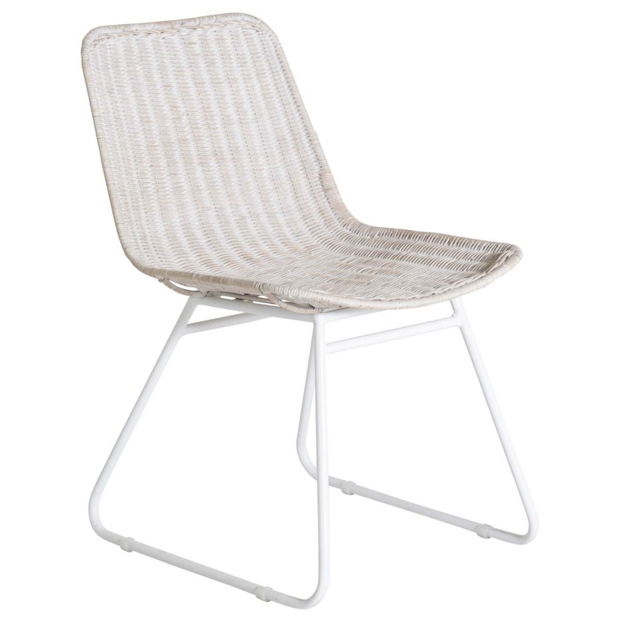 VENTURE DESIGN Cirebon spisestuestol - hvitkalket naturrotting og hvitt metall