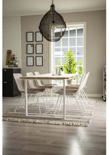 VENTURE DESIGN Cirebon spisestuestol - hvitkalket naturrotting og hvitt metall