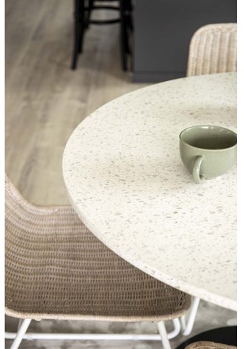 VENTURE DESIGN Cirebon spisestuestol - hvitkalket naturrotting og hvitt metall