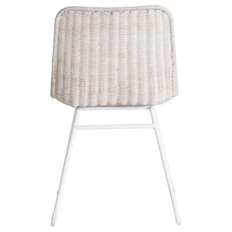 VENTURE DESIGN Cirebon spisestuestol - hvitkalket naturrotting og hvitt metall