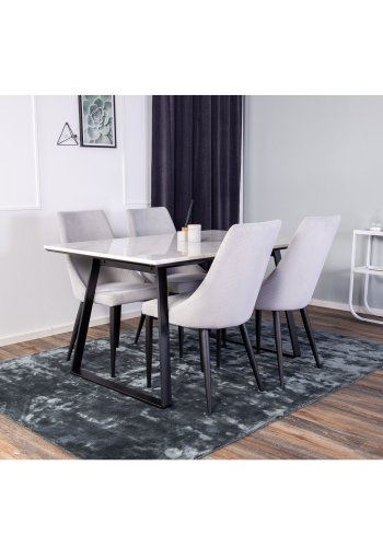 VENTURE DESIGN Estelle Esstisch - wei&szlig;er Marmor und schwarzes Metall (140x90) 