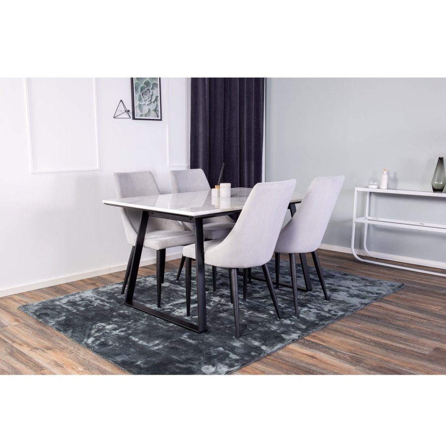 VENTURE DESIGN Estelle Esstisch - wei&szlig;er Marmor und schwarzes Metall (140x90) 