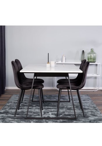VENTURE DESIGN Estelle Esstisch - wei&szlig;er Marmor und schwarzes Metall (140x90) 