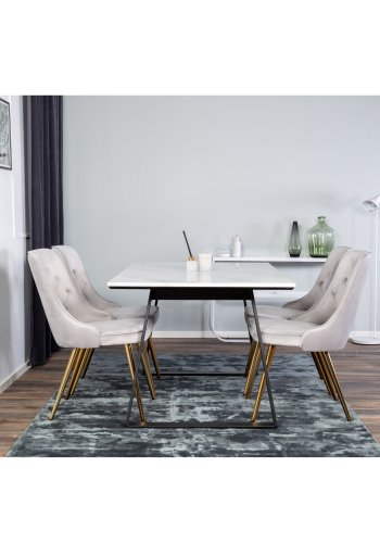 VENTURE DESIGN Estelle Esstisch - wei&szlig;er Marmor und schwarzes Metall (140x90) 