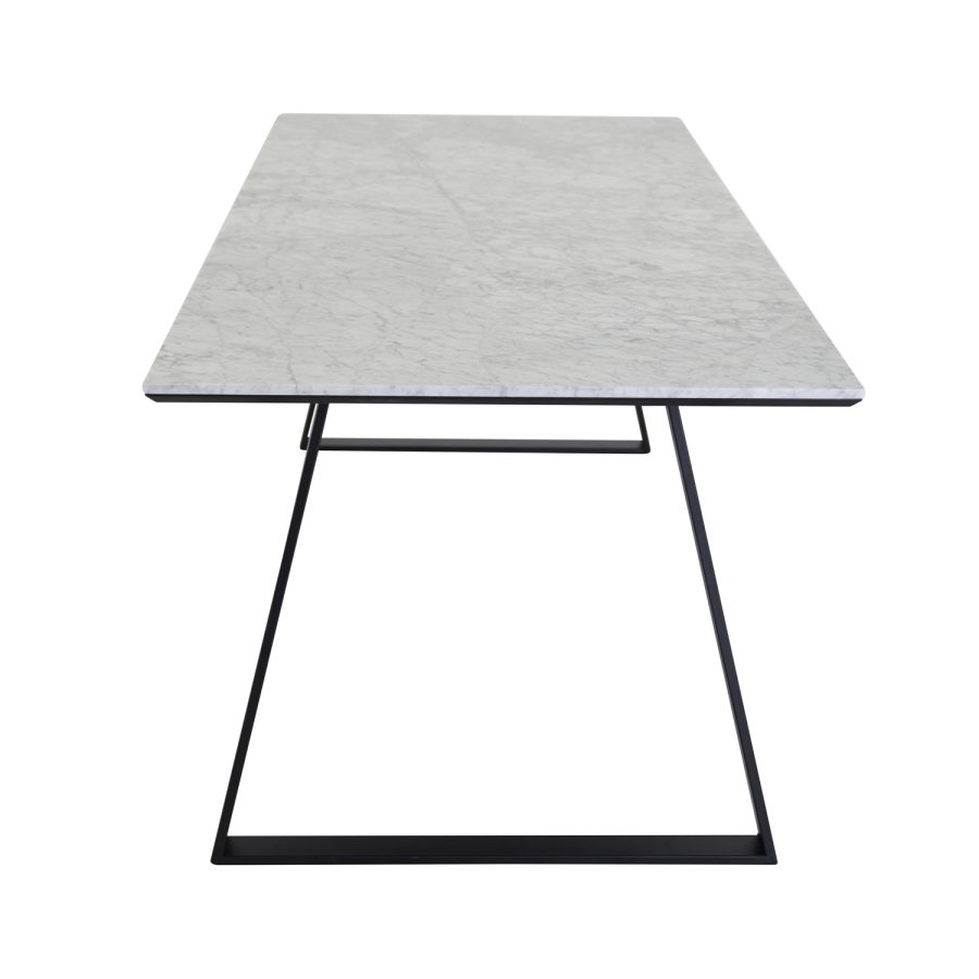 VENTURE DESIGN Estelle Esstisch - wei&szlig;er Marmor und schwarzes Metall (140x90) 