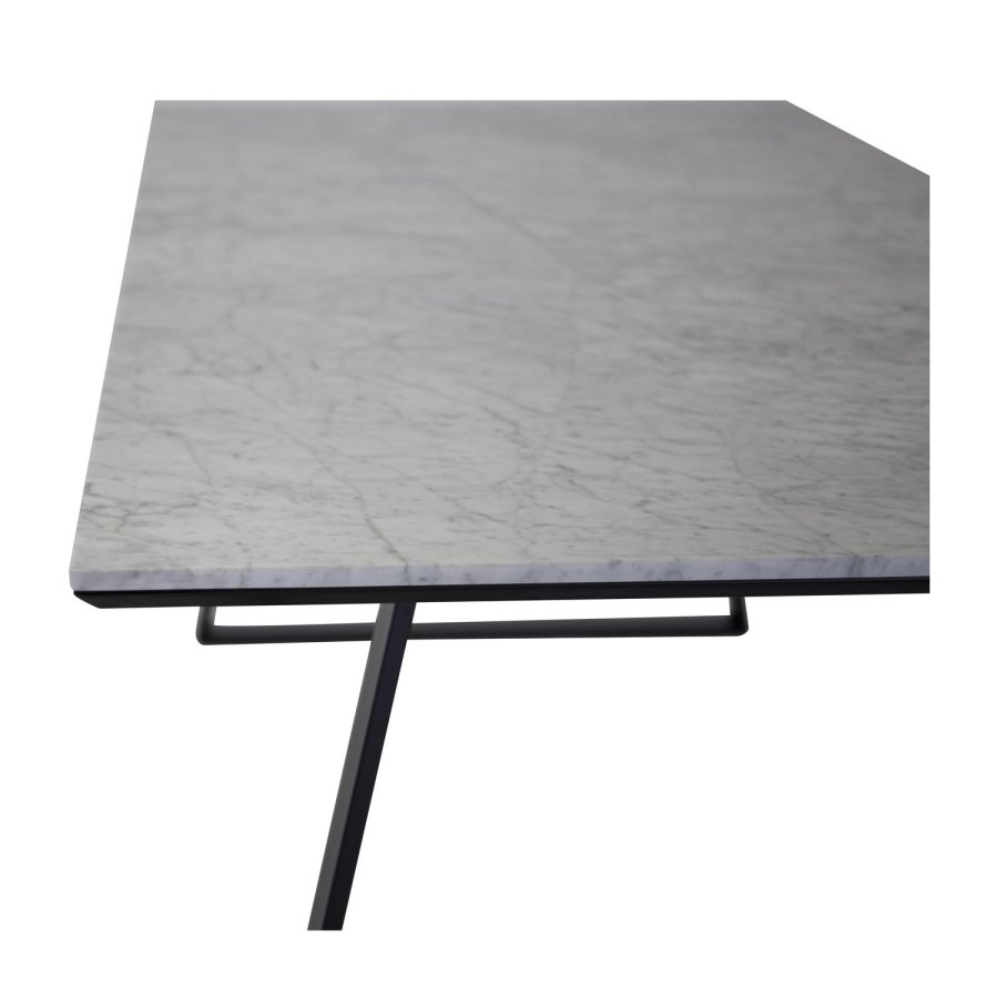 VENTURE DESIGN Estelle Esstisch - wei&szlig;er Marmor und schwarzes Metall (140x90) 