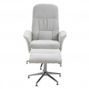 Rolf recliner lnestol, m. fodskammel - gr polyester og krom metal
