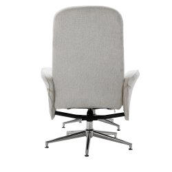 Rolf recliner lnestol, m. fodskammel - gr polyester og krom metal