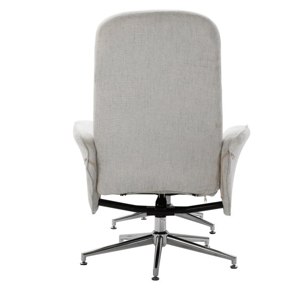 Rolf recliner lnestol, m. fodskammel - gr polyester og krom metal