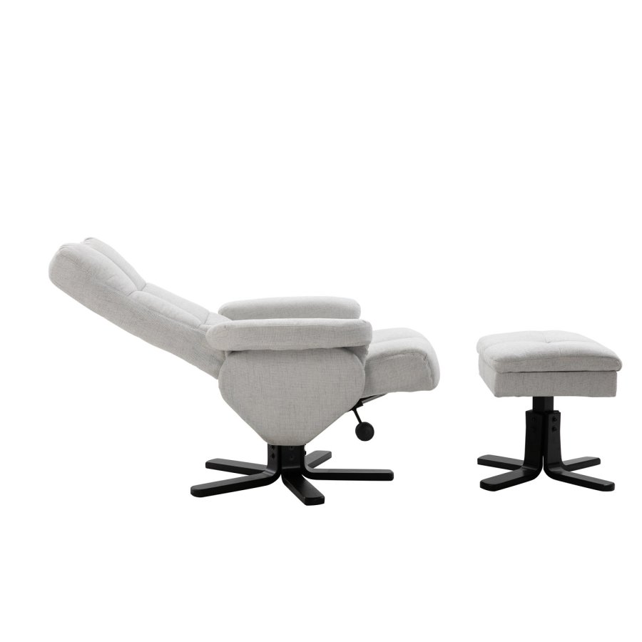 VENTURE DESIGN Sven hvilestol med fotskammel - grtt stoff og sort metall