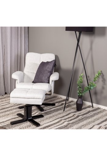 VENTURE DESIGN Sven hvilestol med fotskammel - grtt stoff og sort metall