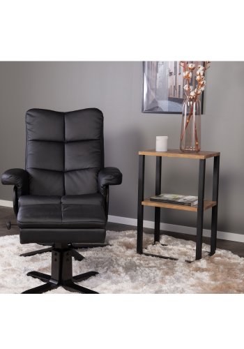 VENTURE DESIGN Sven hvilestol med fotskammel - sort Pu og metall