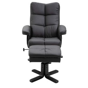 VENTURE DESIGN Sven Recliner Ftlj med Fotpall - Svart PU och Metall