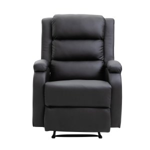 VENTURE DESIGN Bengt Recliner Ftlj, med Fotstol - Svart PU och Metall