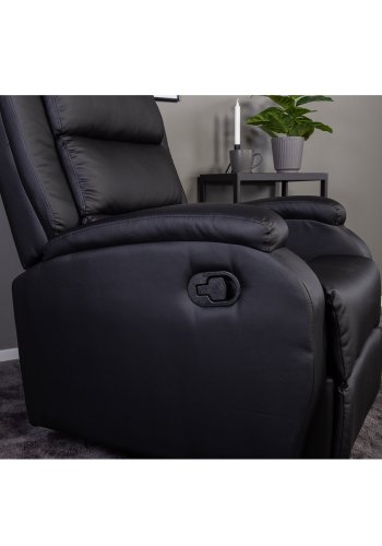 VENTURE DESIGN Bengt hvilestol, med fotskammel - svart PU og metall