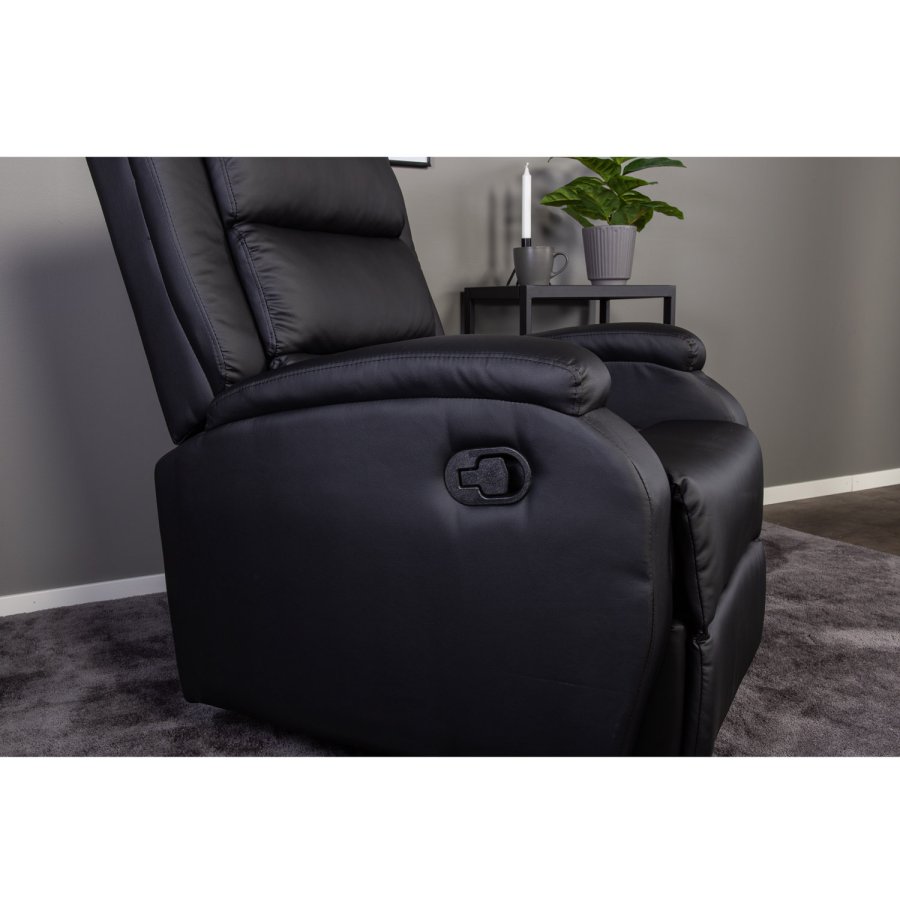 VENTURE DESIGN Bengt hvilestol, med fotskammel - svart PU og metall