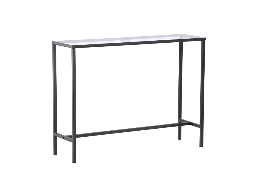 VENTURE DESIGN Dipp Konsolentisch, rechteckig – Klarglas und schwarzer Stahl (100x30)